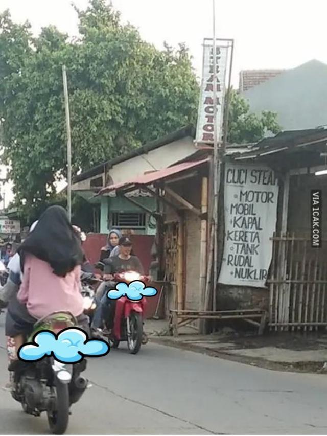 Tulisan Kocak di Tempat Cuci Motor (IG/onecak)