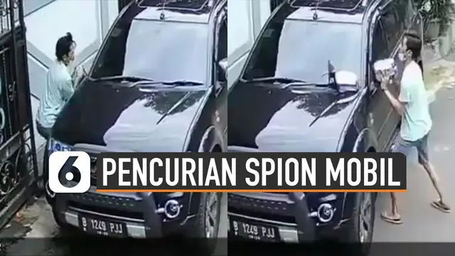 Video pencurian spion mobil terekam CCTV dan viral di media sosial.