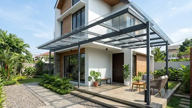 Kanopi Transparan dengan Rangka Aluminium