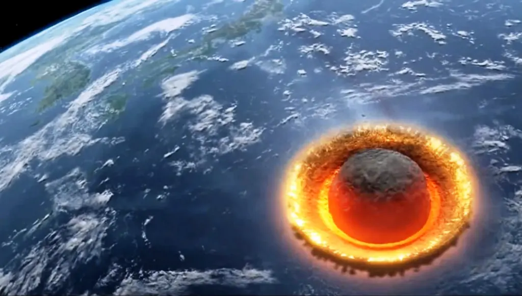 Ilustrasi tubrukan asteroid dengan Bumi (Discovery)