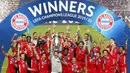 Raksasa Bundesliga Bayern Munchen sukses menjadi juara Liga Champions 2019-2020 dengan rekor sempurna. Klub asal Jerman itu selalu menang dari fase grup hingga ke final. (Miguel A. Lopes/Pool via AP)