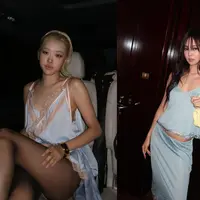 Intip gaya Rose dan Jennie BLACKPINK yang sama-sama pakai baju tidur di Paris Fashion Week (@roses_are_rosie @jennierubyjane)