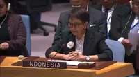 Menteri Luar Negeri RI Retno Marsudi dalam pertemuan (open debate) Dewan Keamanan PBB di New York, Amerika Serikat, pada Rabu (18/01/2023). (Dok. Kemlu RI)