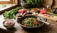 Resep Tumis Daun Pakis dengan Bunga Kecombrang dan Cabai