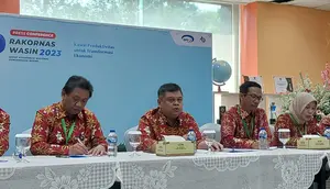 konferensi Pers Kepala Badan Pengawasan Keuangan dan Pembangunan (BPKP) Muhammad Yusuf Ateh di Kantor Pusat BPKP, Rabu (14/6/2023). Yusuf Ateh akan segera melakukan audit terhadap PT Waskita Karya dan PT Wijaya Karya (Wika). (Arief/Liputan6.com)