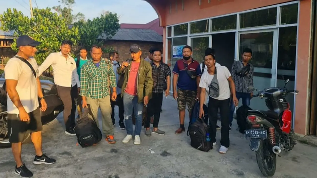 Pekerja migran Indonesia yang dievakuasi Polres Bengkalis dari sebuah wisma.