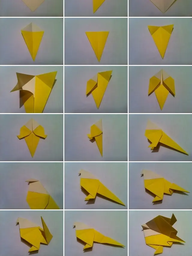 Cara membuat burung dari kertas origami: burung gereja