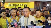 Bakal calon gubernur Jakarta Ridwan Kamil di Golkar Institute, Jakarta, Jumat (30/8/2024). (Liputan6.com/Ady Anugrahadi)