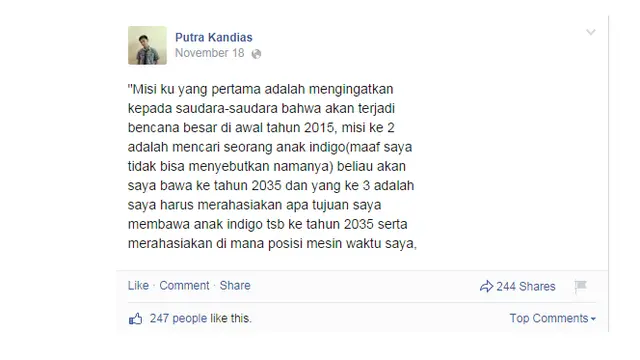 Remaja dari `Masa Depan` Ramalkan 2017 Terjadi PD III