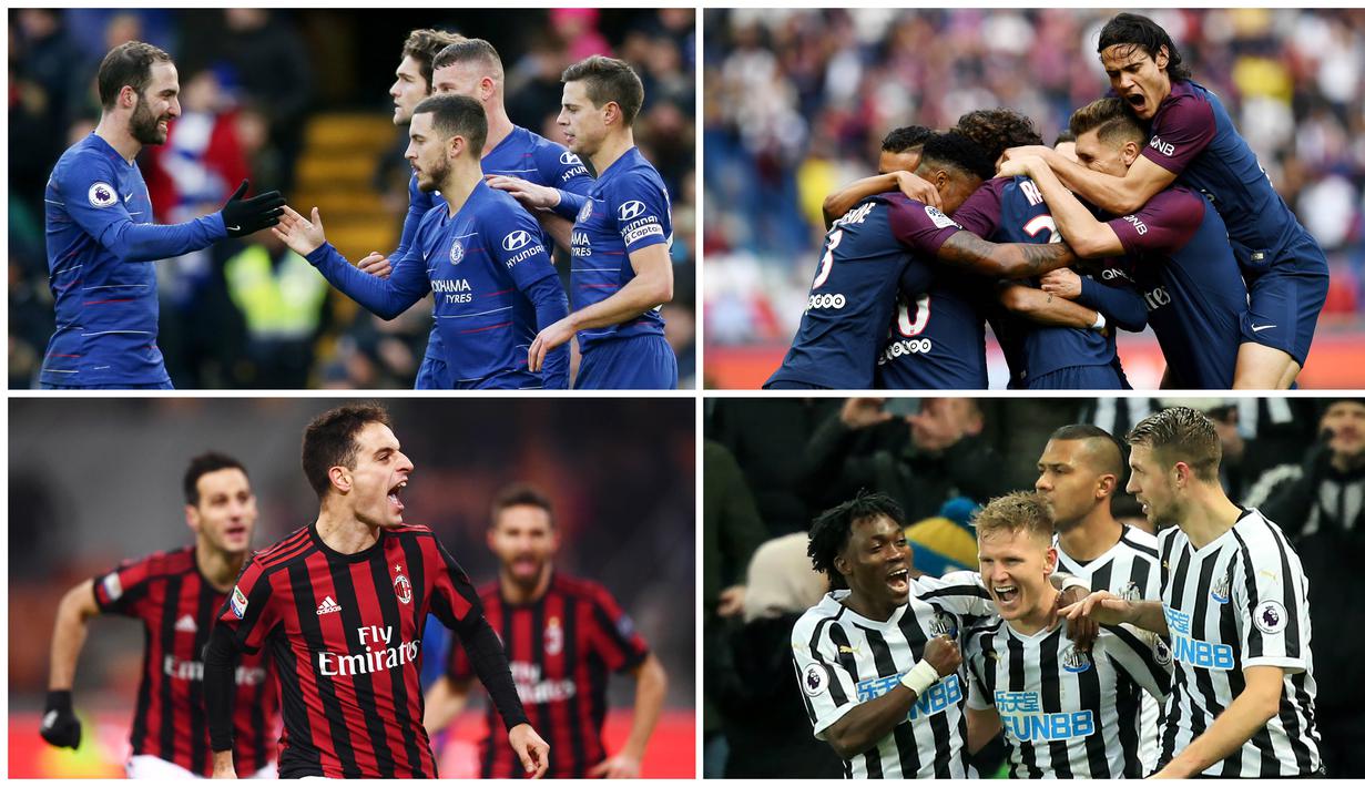 Chelsea dan AC Milan menduduki posisi teratas sebagai klub terboros pada bursa transfer musim dingin kali ini. Berikut ini lima klub yang mengeluarkan banyak uang pada bursa transfer Januari 2019. (Foto Kolase AP dan AFP)