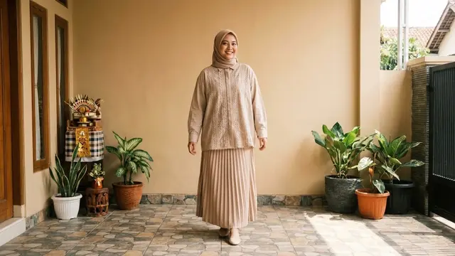 Blus Dipadu Rok Plisket