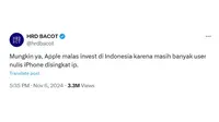 6 Cuitan Netizen Soal Alasan Apple Malas Investasi di Indonesia Ini Kocak Banget