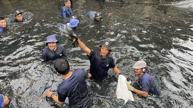 operasi penangkapan ikan sapu-sapu di Jakarta Utara