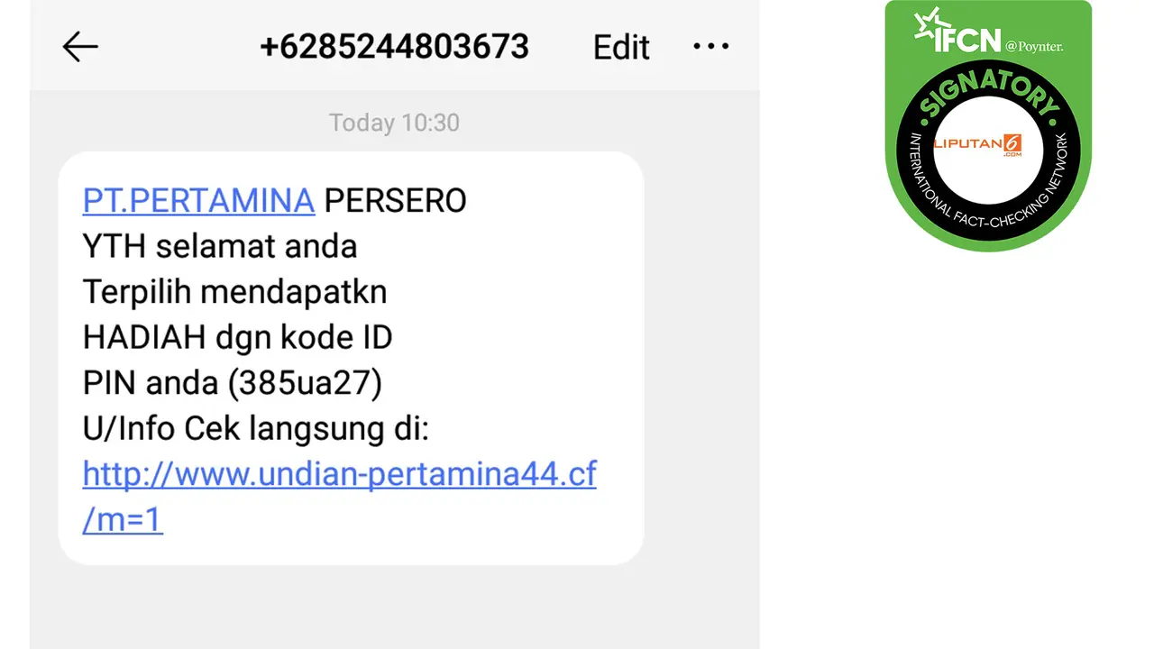 Hoaks undian berhadiah atas nama Pertamina