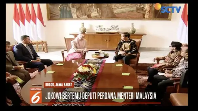 Presiden Jokowi bertemu Deputi Perdana Menteri Malaysia Wan Azizah Wan Ismail bahas persoalan TKI.