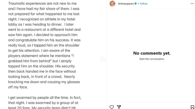 Unggahan Britney Spears di akun Instagram-nya. (Instagram/ britneyspears)
