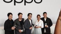 CMO Oppo Indonesia Patrick Owen (tengah) bersama dengan sejumlah public figure, dari Morgan Oey, Nicholas Saputra, Najwa Shihab, hingga Chef Arnold memamerkan Oppo Find X8 Series di peluncuran Oppo Find X8 Series di Bali beberapa waktu lalu.