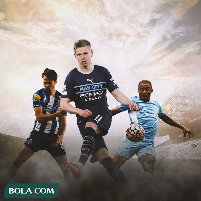 Ilustrasi - Oleksandr Zinchenko dikelilingi Fabio Vieira dan Gabriel Jesus