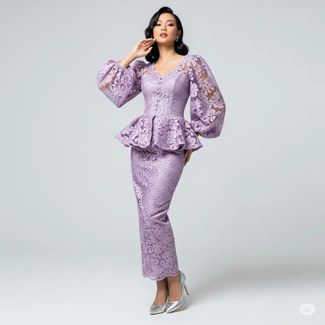 8 Model Kebaya Brokat Lengan Balon: Tren Fashion Tradisional yang Menawan