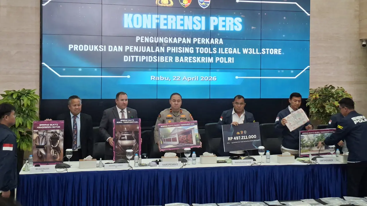 Bareskrim Polri  membeberkan modus operandi jaringan pelaku penyedia perangkat lunak phising tools (Liputan6.com/Rifqy Alief Abiyya)