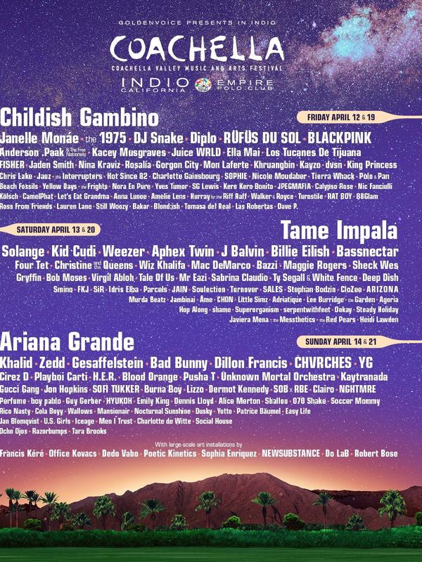 Festival musik Coachella 2019 (Twitter/ @Coachella - https://twitter.com/coachella/status/1080682180764811264)