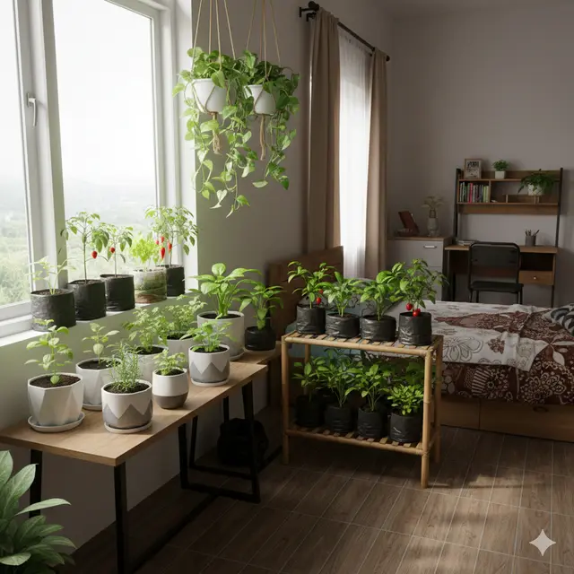 Tips Berkebun Sayur di Dalam Rumah (Foto: Gemini AI)