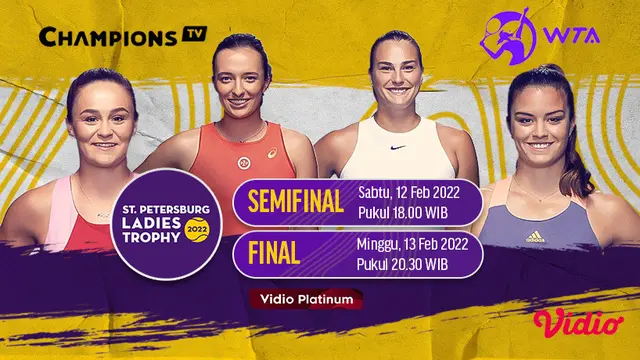 Link Live Streaming WTA 500 St. Petersburg Ladies Trophy di Vidio, 12-13 Februari 2022