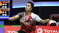 Tunggal putra Indonesia, Anthony Sinisuka Ginting, kalah dari pemain Korea Selatan, Son Wan-ho, pada laga Grup B Piala Thomas 2018, di Bangkok, Rabu (23/5/2018). (PBSI)