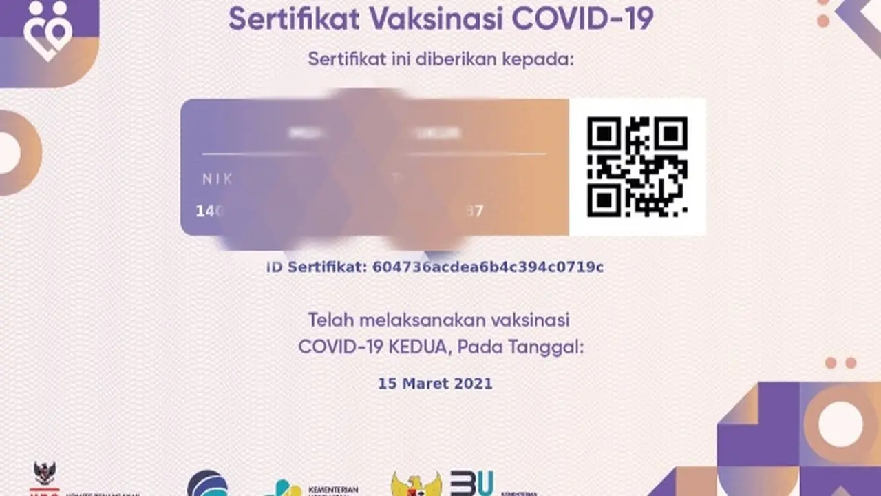 Kartu vaksin Covid-19 yang diterbitkan pemerintah dan dijadikan syarat perjalanan saat ini.