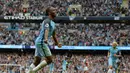 Pemain Manchester City, Raheem Sterling mencetak dua gol untuk kemenangan timnya atas West Ham United di Etihad Stadium,  Manchester, (28/8/2016). (AFP/Oli Scarff)