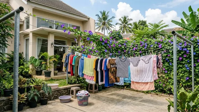 10 Inspirasi Jemuran dengan Tanaman Rambat agar Lebih Adem dan Estetik