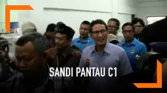 Sandiaga Uno turun langsung untuk memantau rekapitulasi dokumen C1 di GOR Kebayoran Baru.