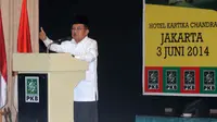 Dihadapan sejumlah alim ulama PKB dan NU se-Indonesia Jusuf Kalla memaparkan visi dan misi serta strategi pemenangan pada pilpres mendatang (3/6/14) (Liputan6.com/Herman Zakharia)