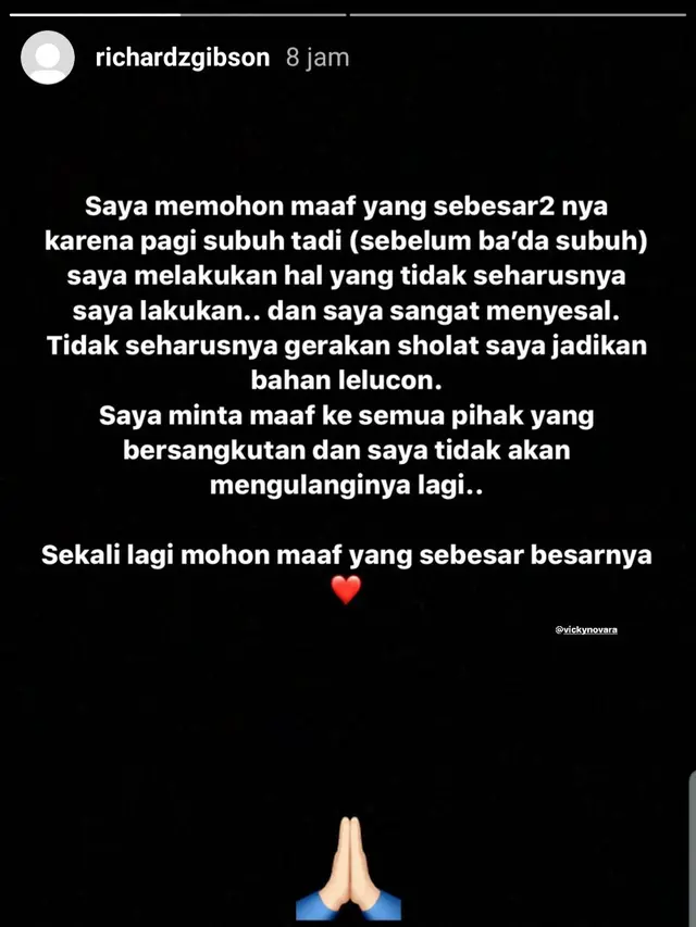 Unggahan Richard Gibson. (Foto: Instagram @richardzgibson)