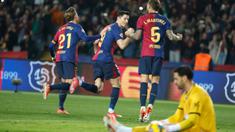 Barcelona susah payah menaklukkan Rayo Vallecano dengan skor tipis 1-0 pada laga pekan ke-24 LaLiga 2024/2025 di Estadi Olimpic Lluis Companys, Selasa dini hari WIB (18/2/2025). (AP Photo/Joan Monfort)