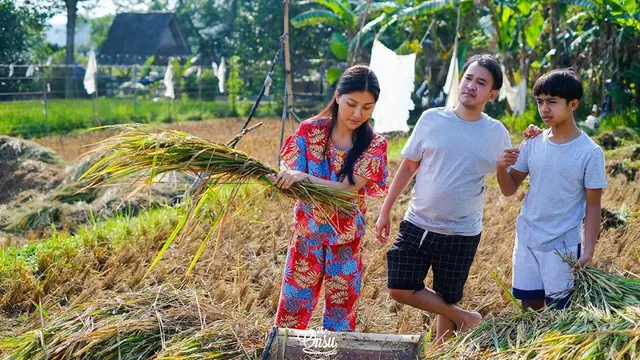 6 Momen Seru Liburan Keluarga Ruben Onsu, Ajak Anak Panen Padi