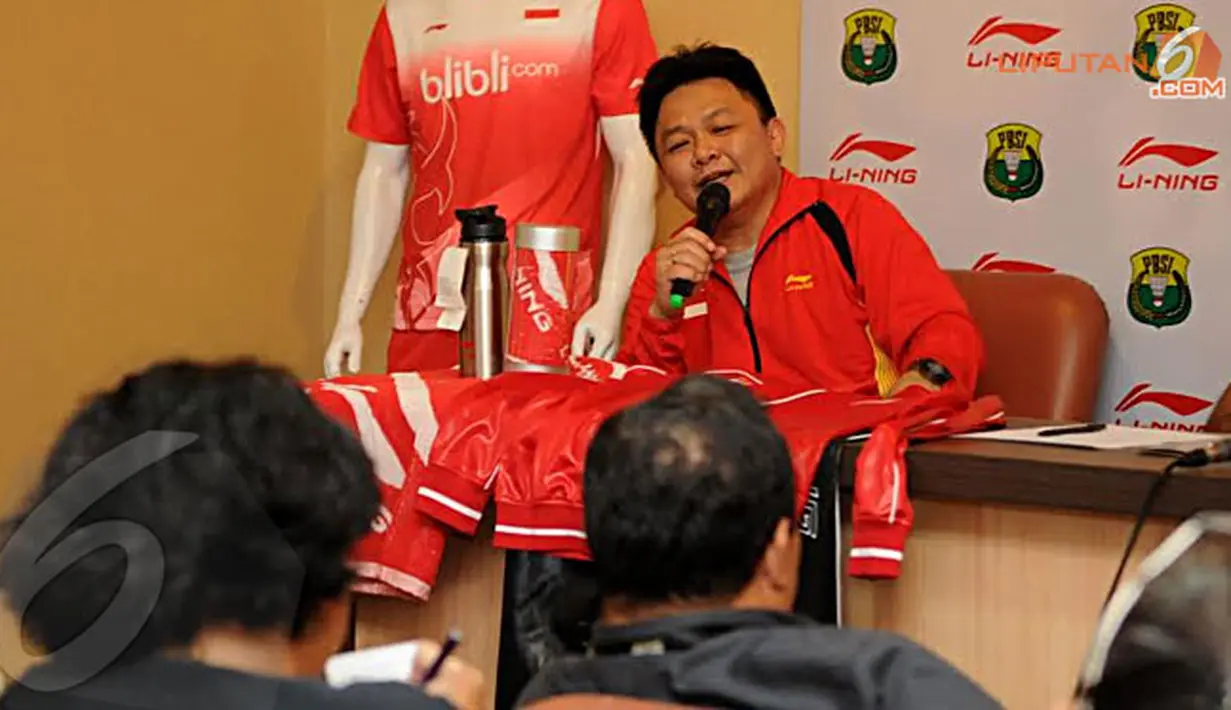 Menurut Manajer Tim Lius Pongoh untuk nomor tunggal putra dan ganda putra memiliki peluang untuk menjadi juara (Liputan6.com/Helmi Fithriansyah).
