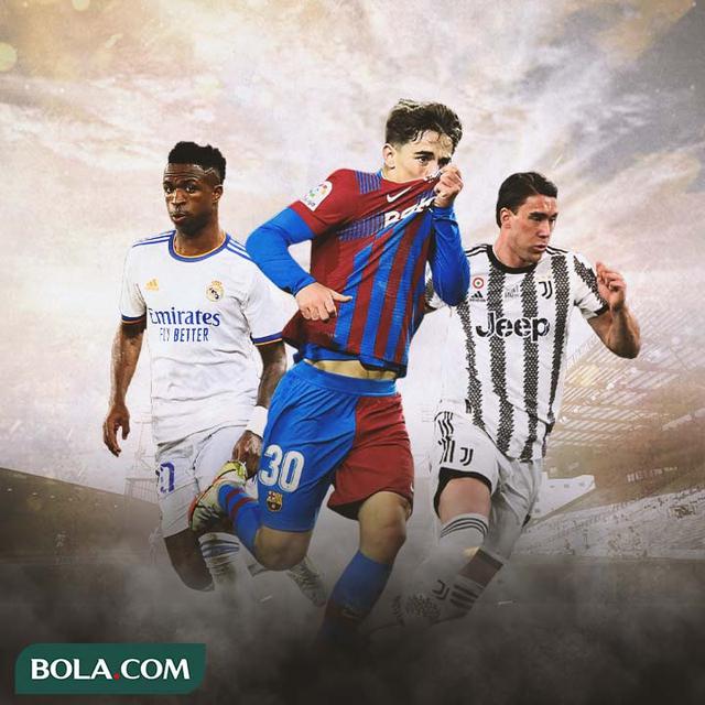 Ilustrasi - Vinicius, Gavi, Dusan Vlahovic