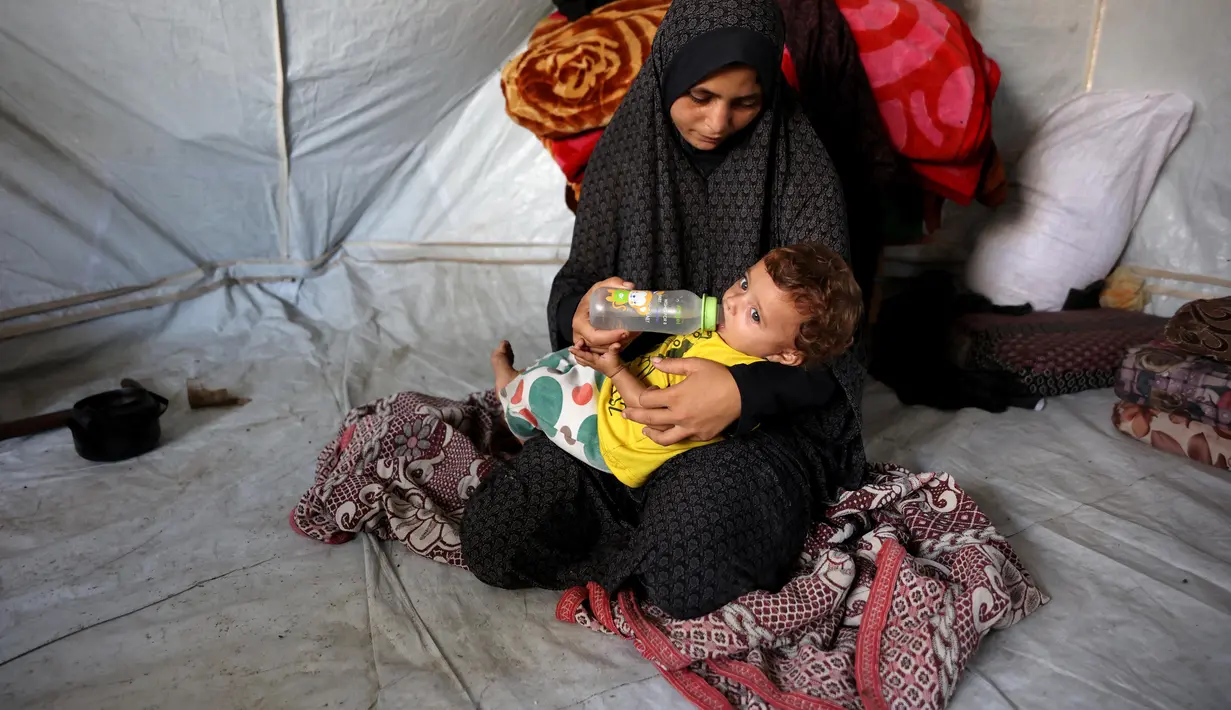 Kelaparan akut yang terjadi Gaza, Palestina, akibat blokade bantuan dan serangan militer Israel. (Omar AL-QATTAA/AFP)