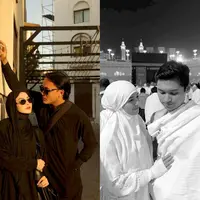 Pasangan yang baru saja menikah, Beby Tsabina dan Rizki Natakusumah, memperlihatkan kemesraan mereka di depan Ka'bah dalam balutan busana umrah serba putih. Gaya mereka begitu sederhana namun tetap anggun, mencerminkan ketenangan dan kekhidmatan dalam ibadah.