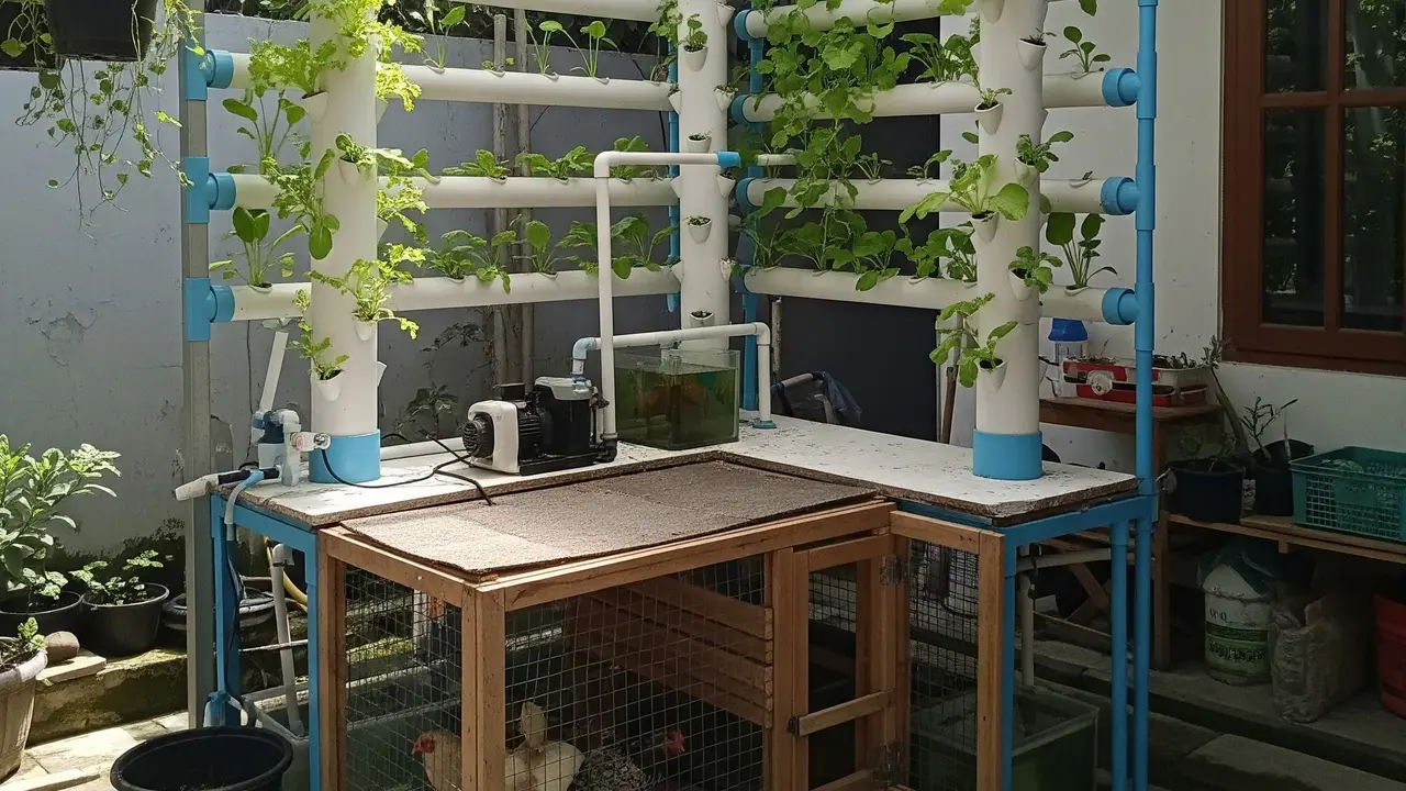 6 Hidroponik di Kandang Ayam dengan Sistem Akuaponik Sederhana, Solusi Lahan Sempit
