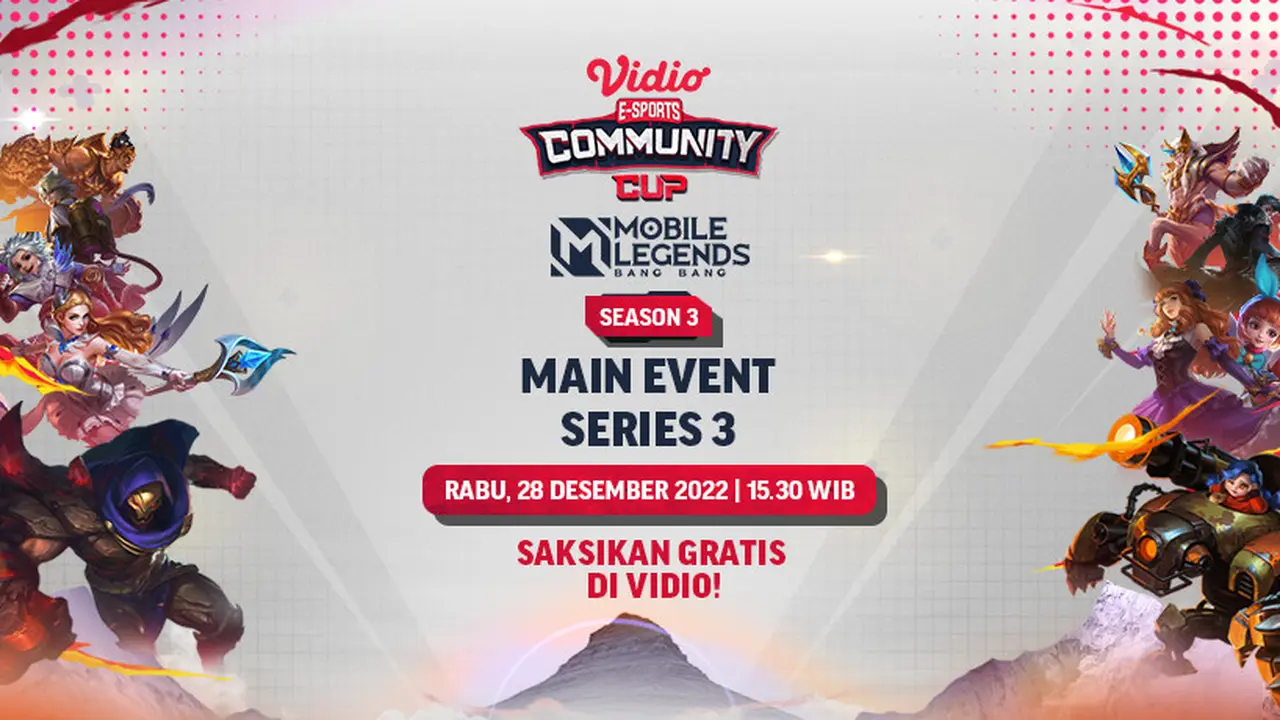 Nonton Live Streaming Mobile Legends Bang-Bang Vidio Community Cup Season 3 Main Event 3 Rabu 28 Desember