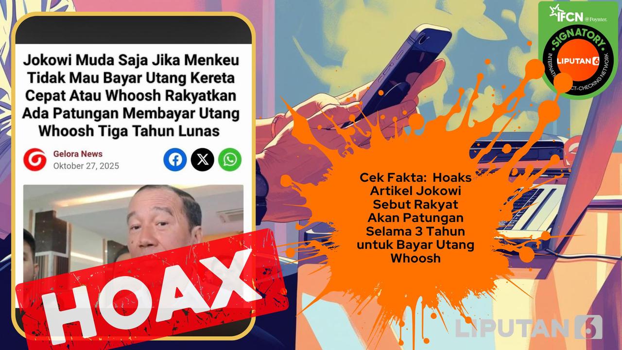 Cek fakta artikel Jokowi sebut rakyat akan patungan bayar utang Whoosh selama 3 tahun