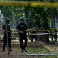 Anggota Gegana Brimob Polri melakukan penjagaan di sekitar lokasi ledakan di kawasan Monas, Jakarta, Selasa (3/12/2019). Dalam ledakan itu dua anggota TNI menjadi korban dan mengalami luka. (merdeka.com/Imam Buhori)