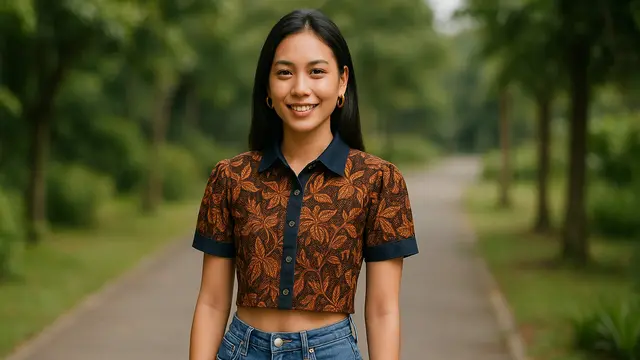 7 Model Crop Top Batik Lengan Pendek, Gaya Tradisional yang Makin Kekinian