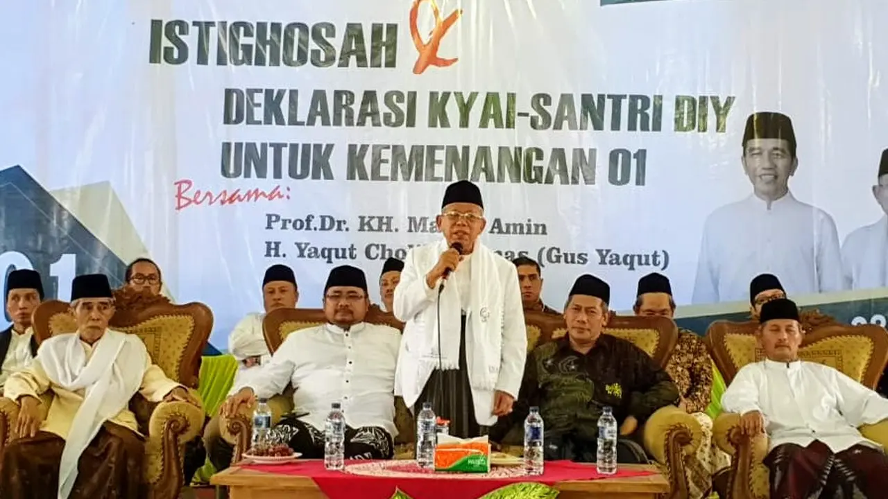 Calon wakil presiden nomor urut 01, Ma'ruf Amin saat kampanye terbuka di Yogyakarta. (Liputan6.com/Putu Merta Surya Putra)