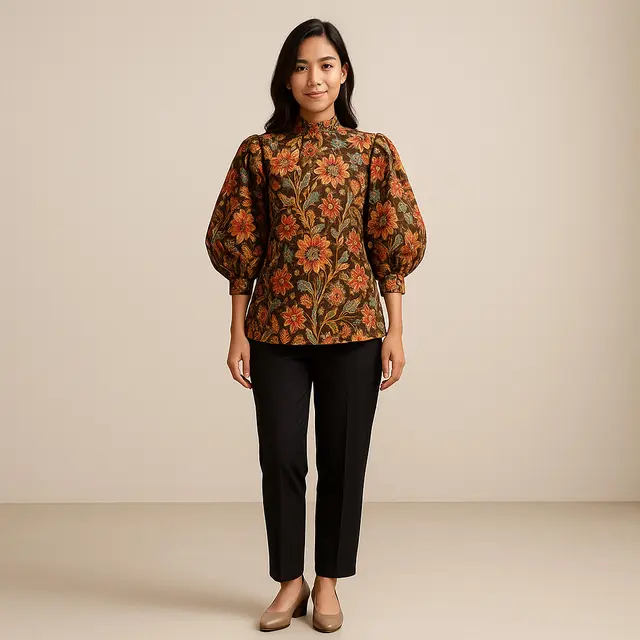 Model Baju Batik Motif Bunga Terbaru 2025/AI