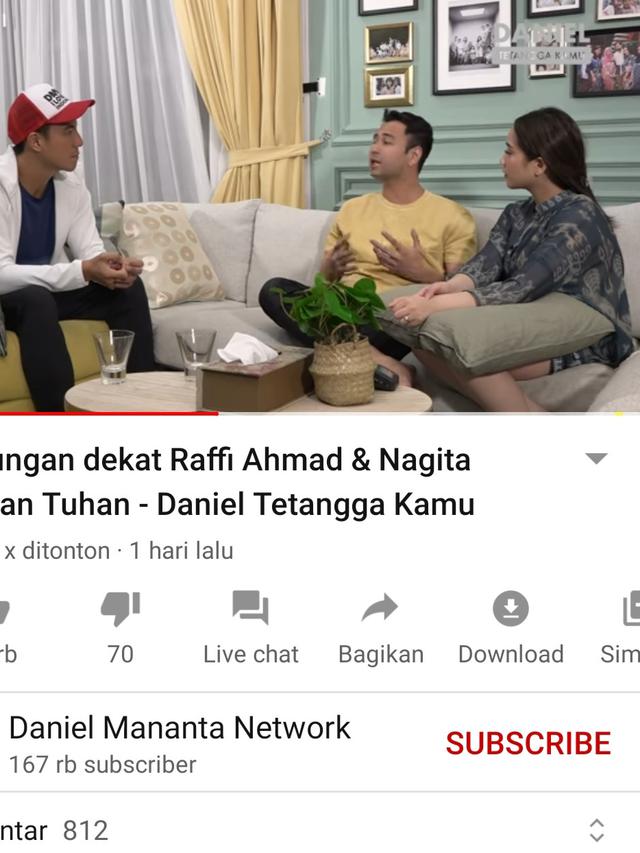 Unggahan Daniel Mananta. (Foto: YouTube Daniel Mananta Network)