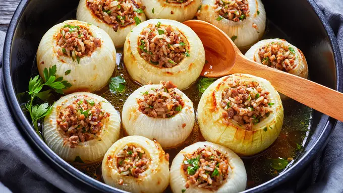 resep bawang bombai panggang baked onion