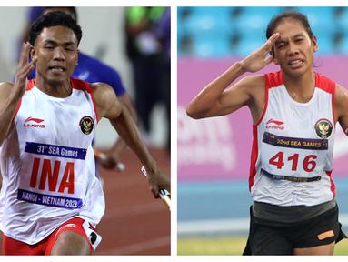 Indonesia mendapat tambahan dua atlet yang akan berlaga di Olimpiade 2024 Paris sehingga sementara telah ada 9 atlet yang akan mewakili Merah Putih di ajang multi event terbesar di dunia tersebut. Dua atlet terbaru yang memastikan lolos ke Olimpiade 2024 Paris lewat jalur wildcard adalah Lalu Muhammad Zohri dan Odekta Elvina Naibaho, keduanya dari cabang atletik. Zohri akan turun di nomor 100 meter putra, sementara Odekta akan berpartisipasi di nomor marathon putri. (Kolase Foto Ikhwan Abdul Aziz/Ikhwan Yanuar/Bola.com)
